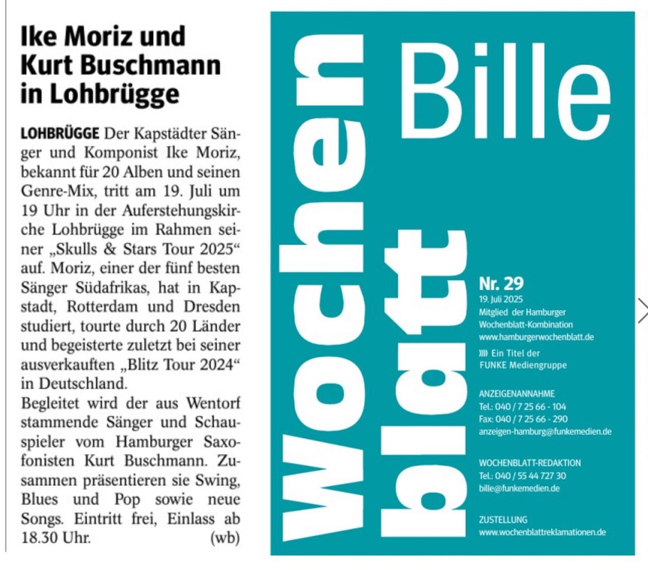 Bille Wochenblatt 19072025 Ike Moriz und Kurt Buschmann in Lohbr�gge Auferstehungskirche